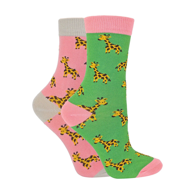 2 Pack Girls Animal Pattern Soft Breathable Bamboo Socks