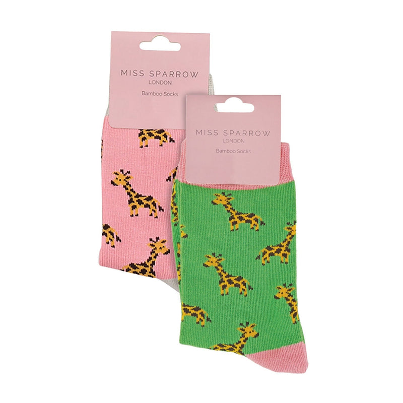 2 Pack Girls Animal Pattern Soft Breathable Bamboo Socks