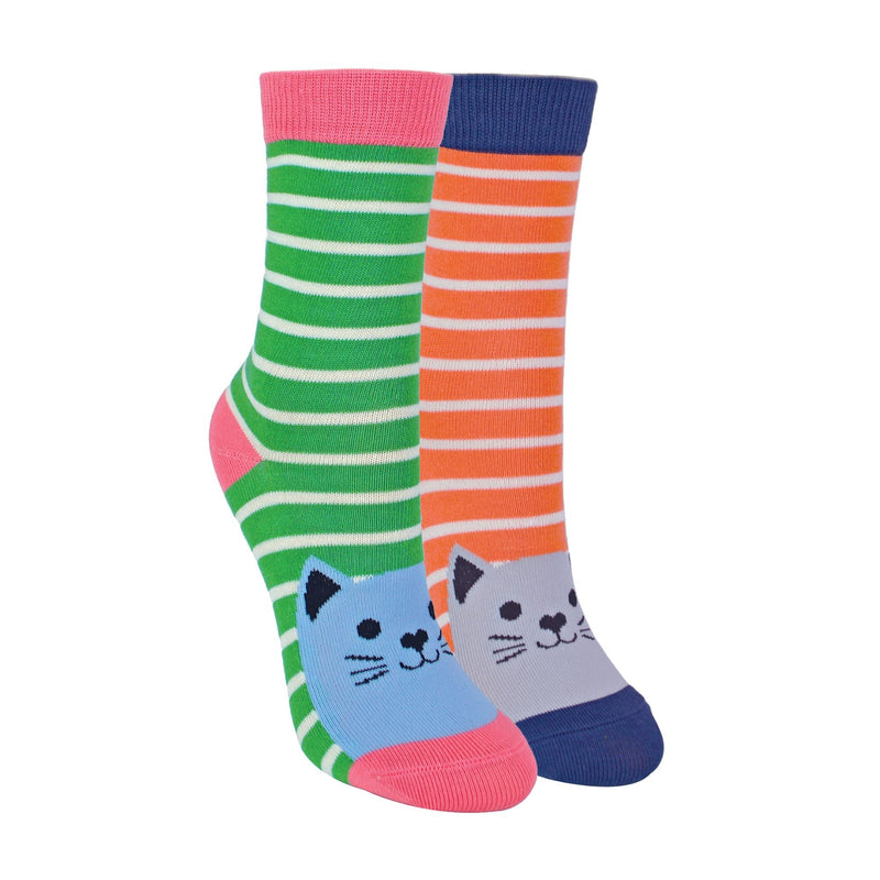 2 Pack Girls Animal Pattern Soft Breathable Bamboo Socks