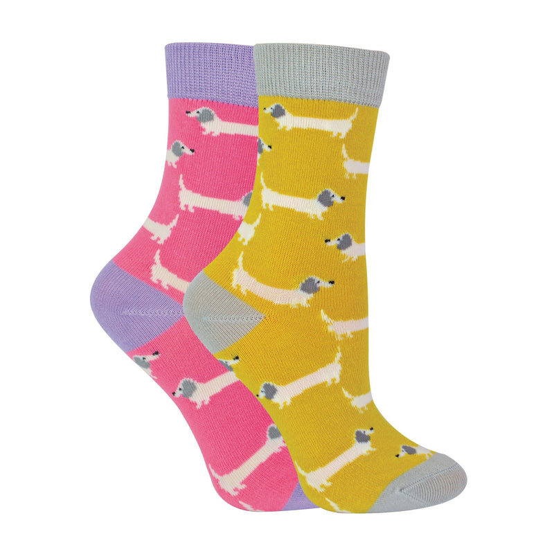 2 Pack Girls Animal Pattern Soft Breathable Bamboo Socks