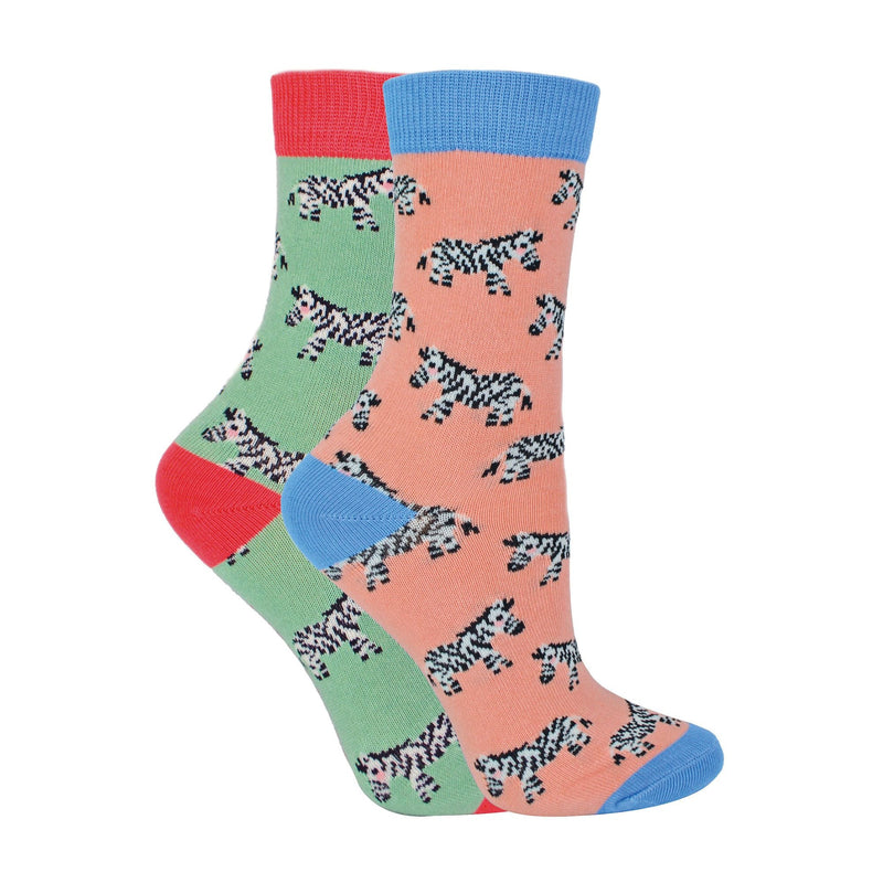 2 Pack Girls Animal Pattern Soft Breathable Bamboo Socks