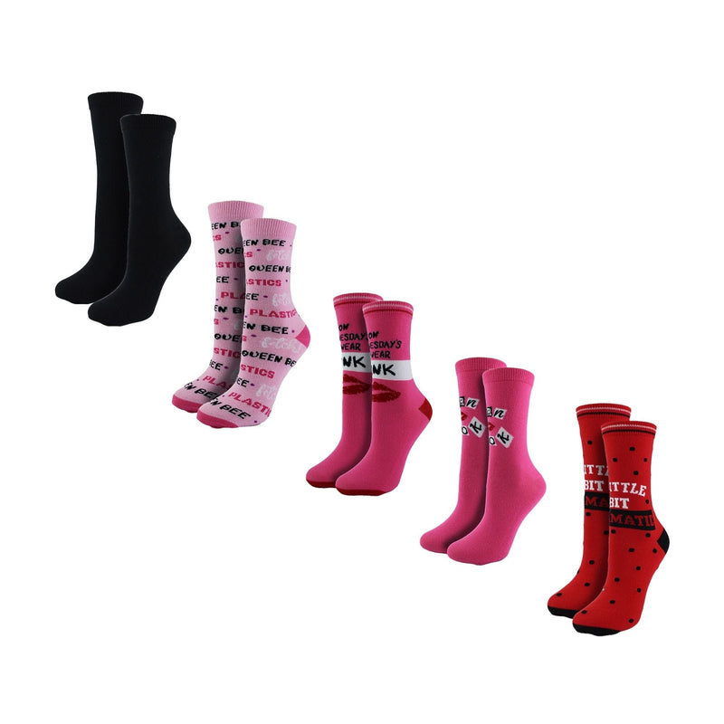 Ladies Mean Girls Gift: 5 Pairs of Casual Mid-Calf Novelty Mean Girls Socks