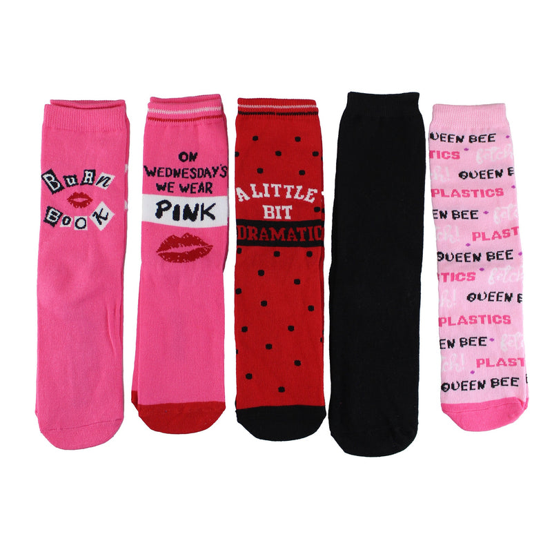 Ladies Mean Girls Gift: 5 Pairs of Casual Mid-Calf Novelty Mean Girls Socks