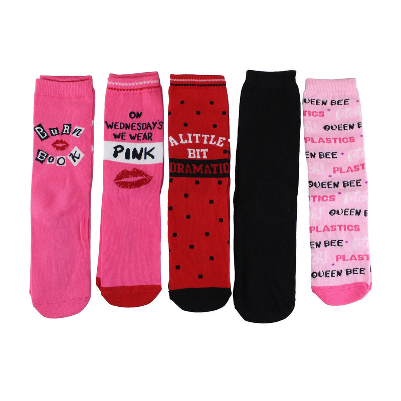 Ladies Mean Girls Gift: 5 Pairs of Casual Mid-Calf Novelty Mean Girls Socks