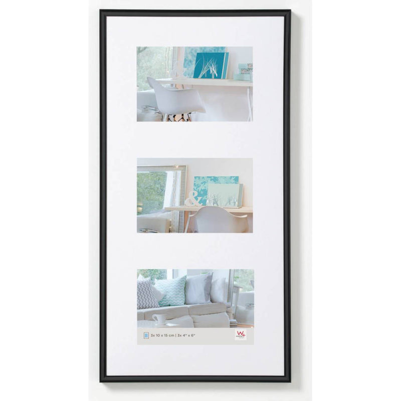 Triple 6x4 inch Walther New Lifestyle Photo Frame Black - 18x9 inch