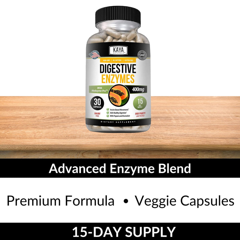 Kaya Naturals Digestive Enzymes with Prebiotics & Probiotics – 30 Veggie Caps