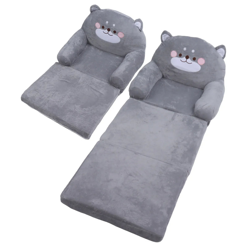 Kids Sofa Cartoon Dog Toddler Chair Soft Foldable Mini Couch Grey Kid Home Seat