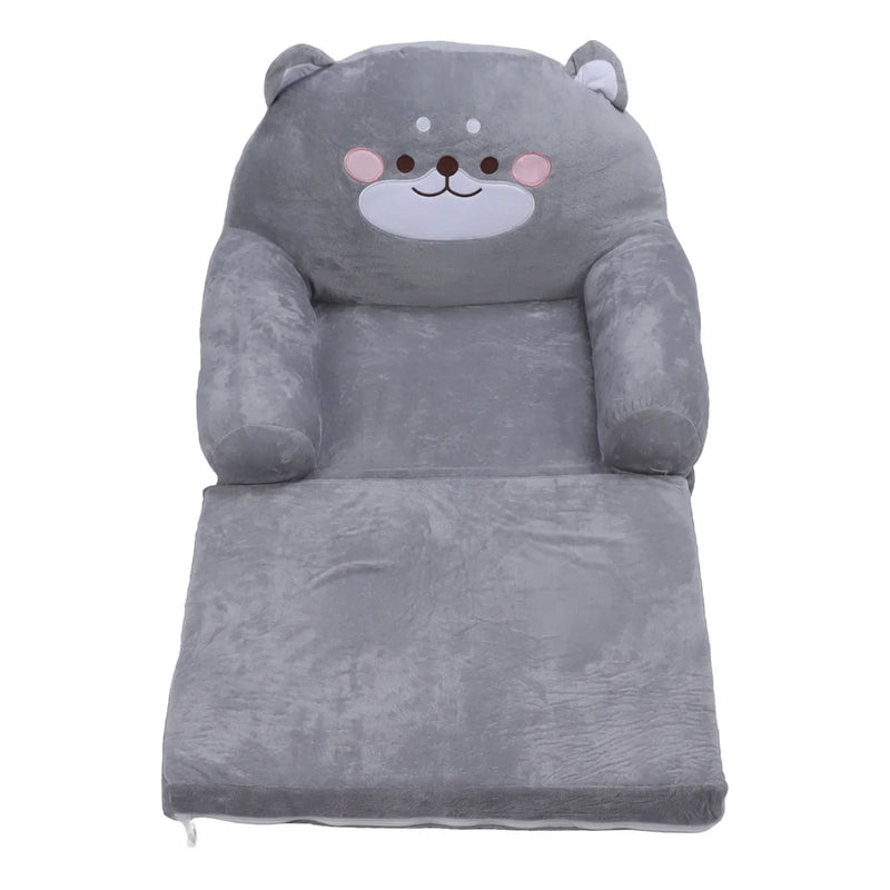 Kids Sofa Cartoon Dog Toddler Chair Soft Foldable Mini Couch Grey Kid Home Seat
