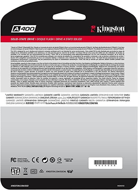 Kingston A400 Series 2.5" SATA3 SSD - 120GB to 960GB