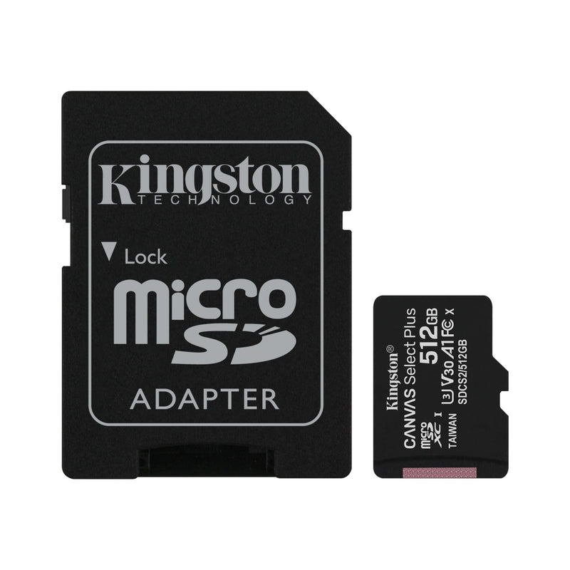 Kingston Canvas Select Plus Micro SD Card with SD Adapter, Class 10 up to 512 GB