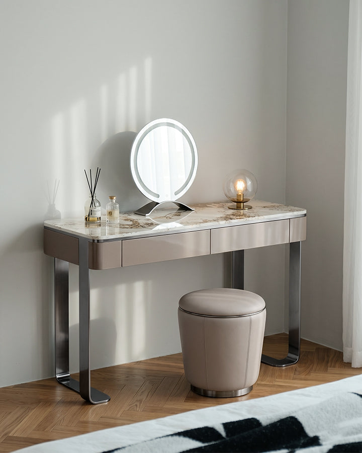 Kirsten Dressing Table with LED Mirror, Marble Top