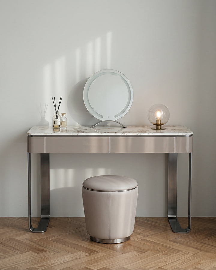 Kirsten Dressing Table with LED Mirror, Marble Top