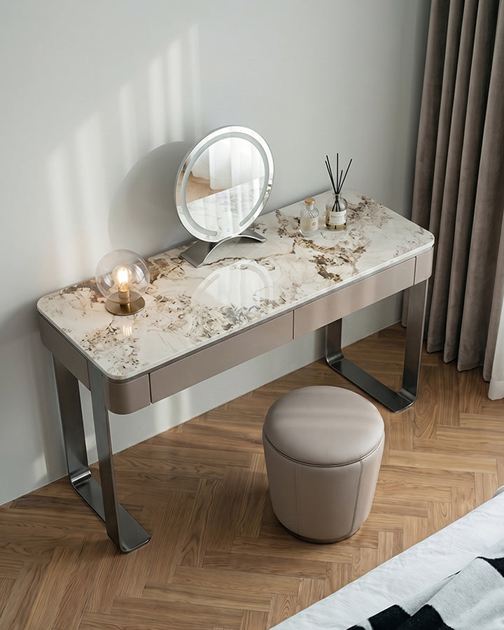 Kirsten Dressing Table with LED Mirror, Marble Top