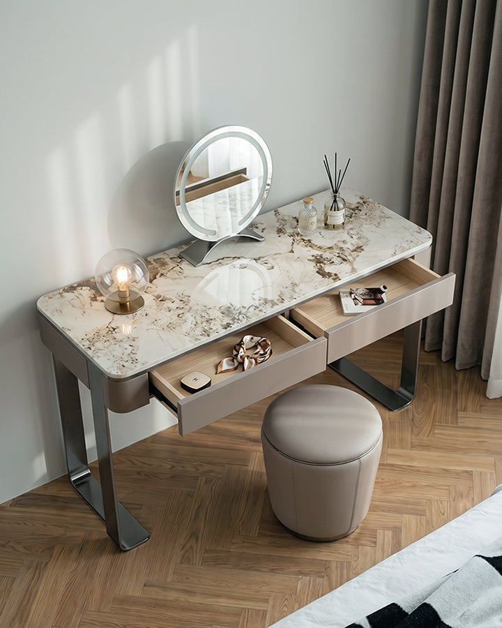 Kirsten Dressing Table with LED Mirror, Marble Top