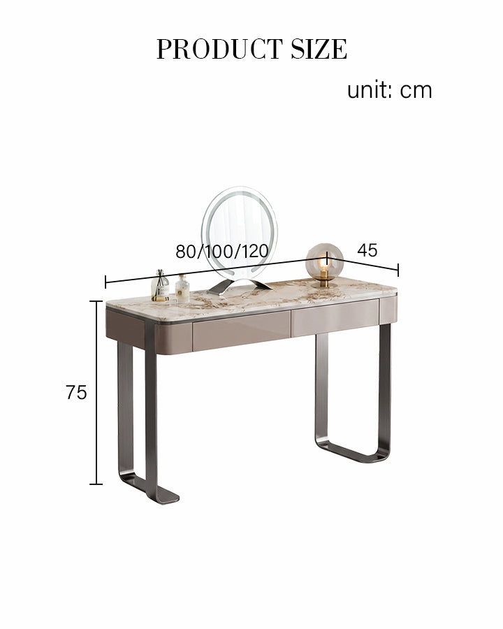 Kirsten Dressing Table with LED Mirror, Marble Top