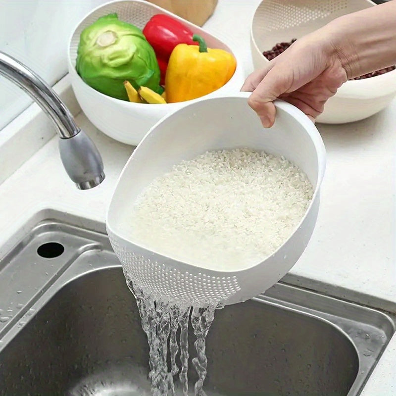 Multi-Functional Kitchen Washing Basket & Sieve - for Rinsing Rice, Vegetables, Fruits - Space-Saving Strainer