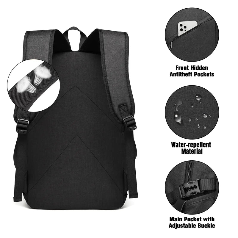 Kono Anti-Theft Travel Laptop Backpack - 15.6” USB Charging Rucksack Lightweight