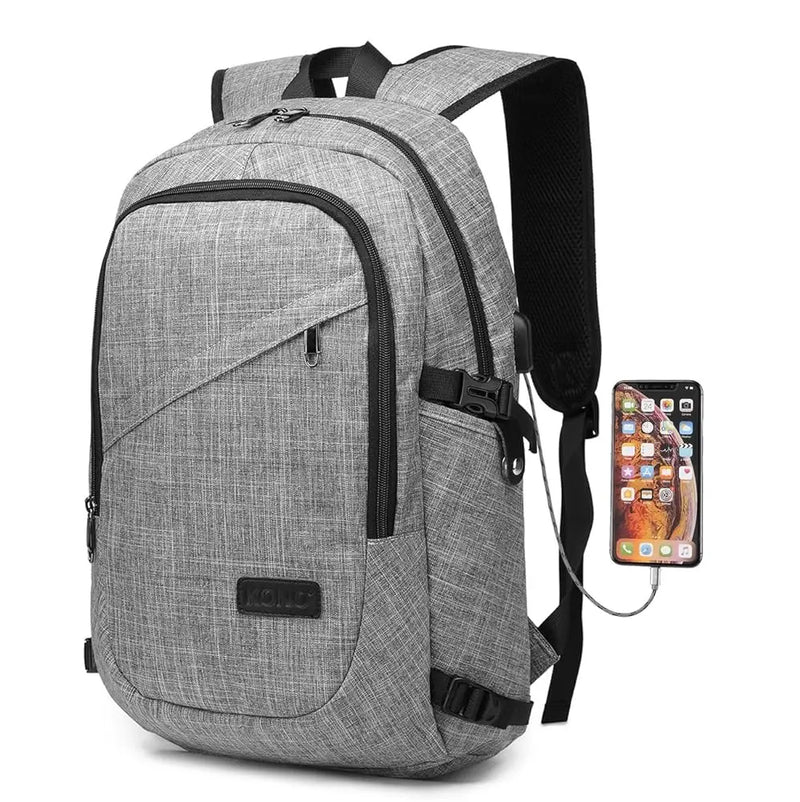 Kono Anti-Theft Travel Laptop Backpack - 15.6” USB Charging Rucksack Lightweight
