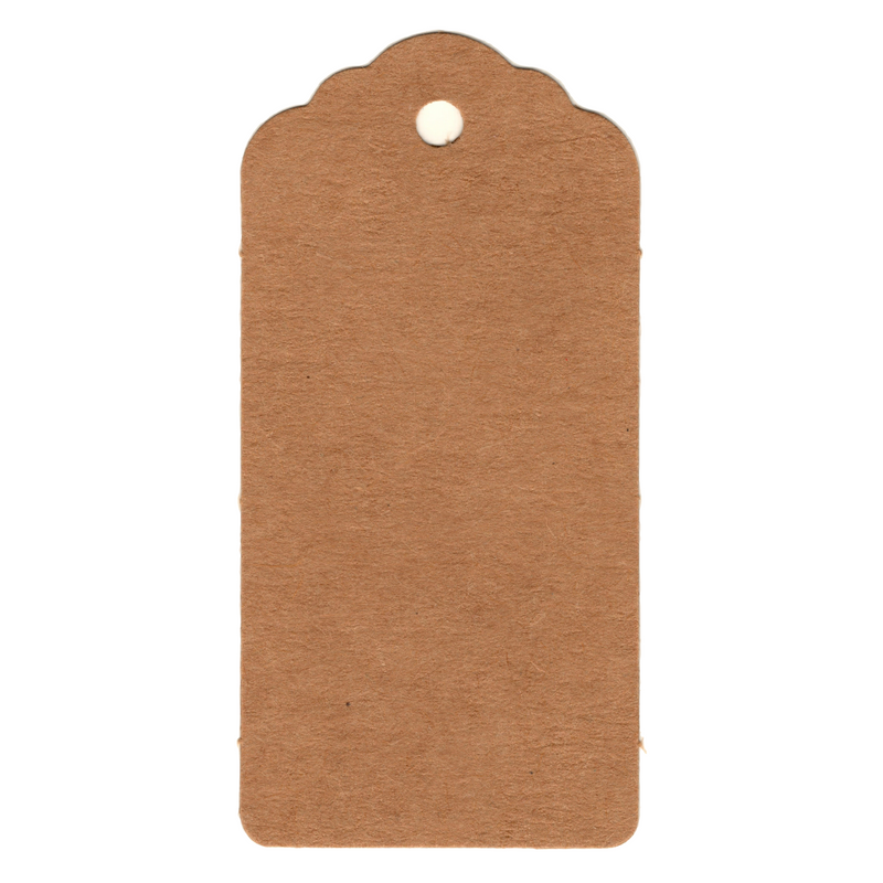 100 Rectangle Scalloped Gift Tags with White Satin Ribbon - 21 Colours Christmas