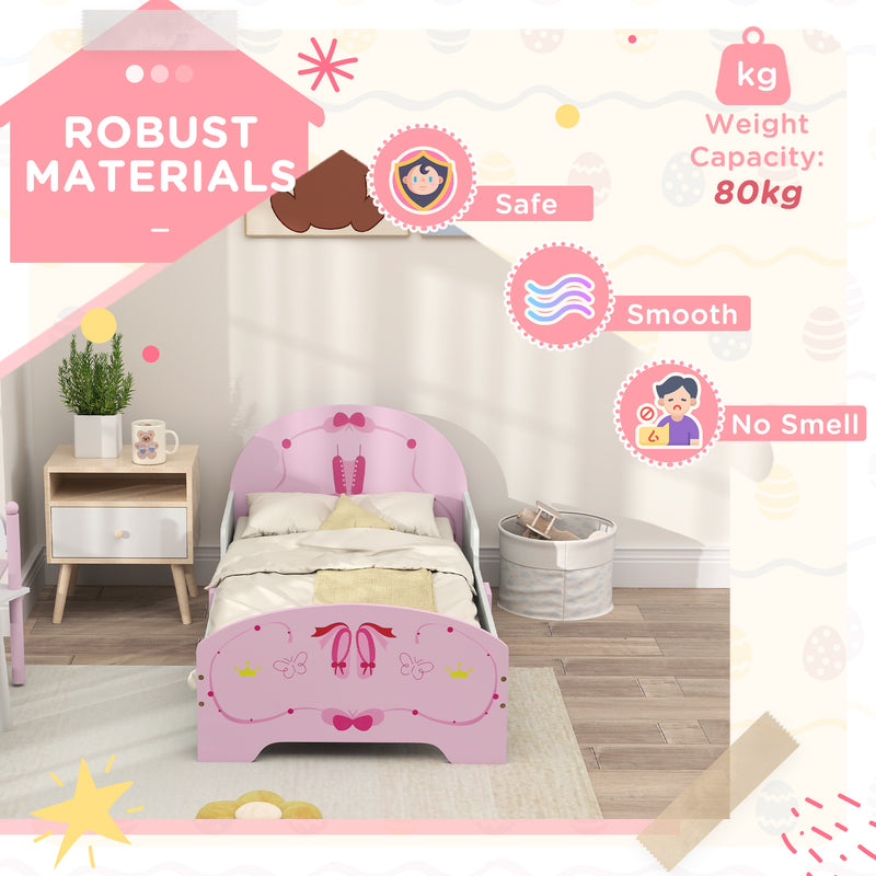 AIYAPLAY Ballet Theme Toddler Bed Frame with Safety Rails, for 3-6 Years
