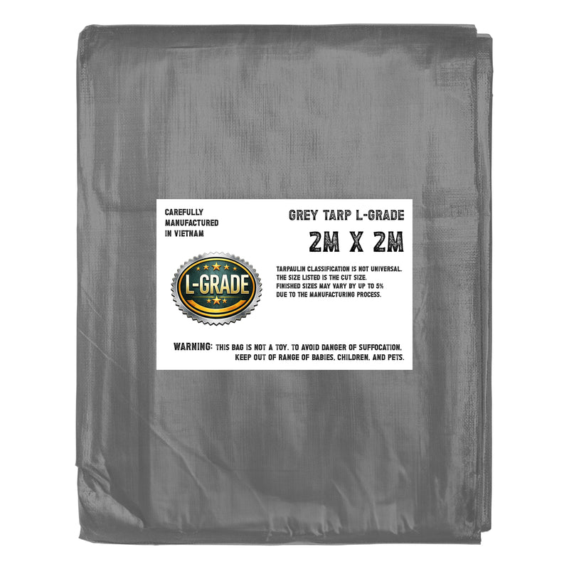 L-Grade Grey Tarpaulin 2m x 2m