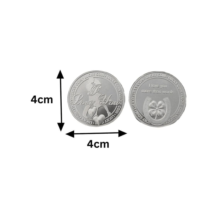 Lucky Engraved Coin Charm – I Love You Keepsake Token