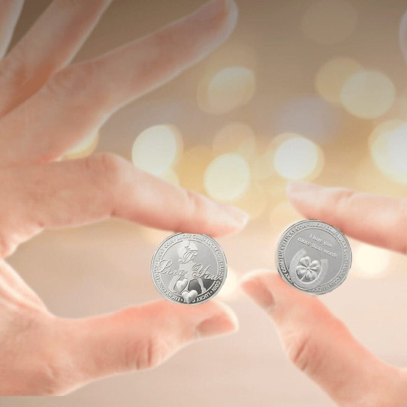 Lucky Engraved Coin Charm – I Love You Keepsake Token