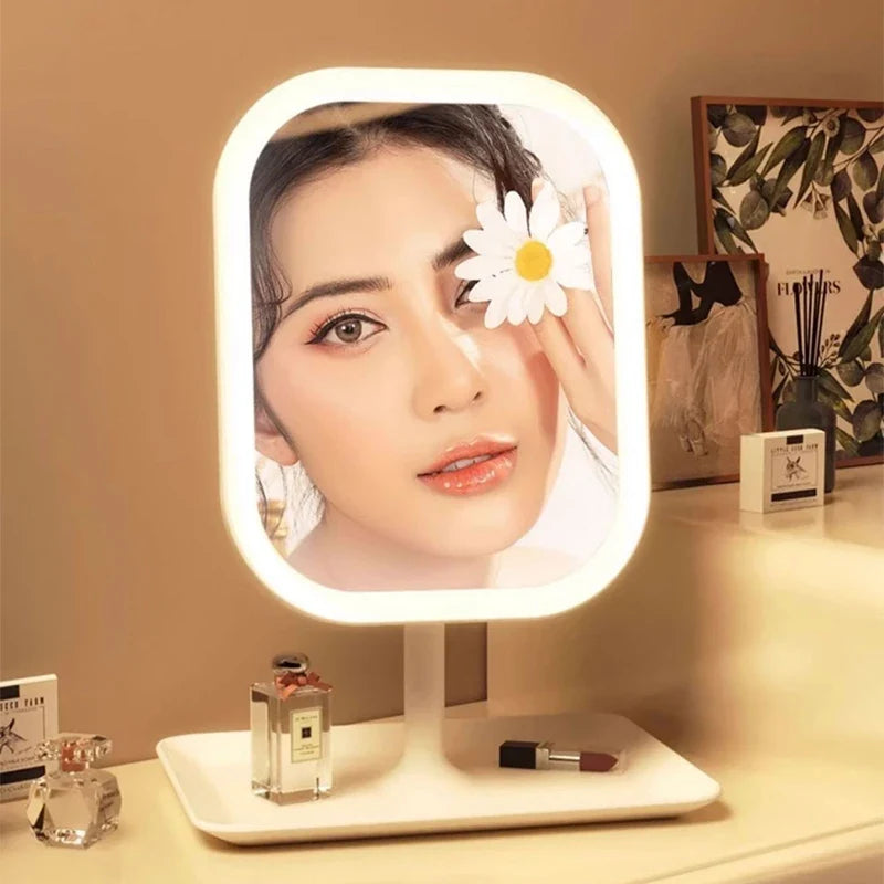 Modern LED Desktop Vanity Mirror – 3 Colour Light Touch Control Makeup Mirror