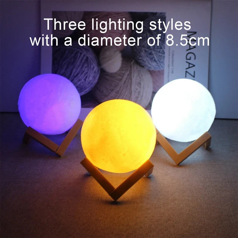 LED Moon Galaxy Night Light - Book Light, Moon Lamp, Bedroom Décor, Indoor Ambient Lighting