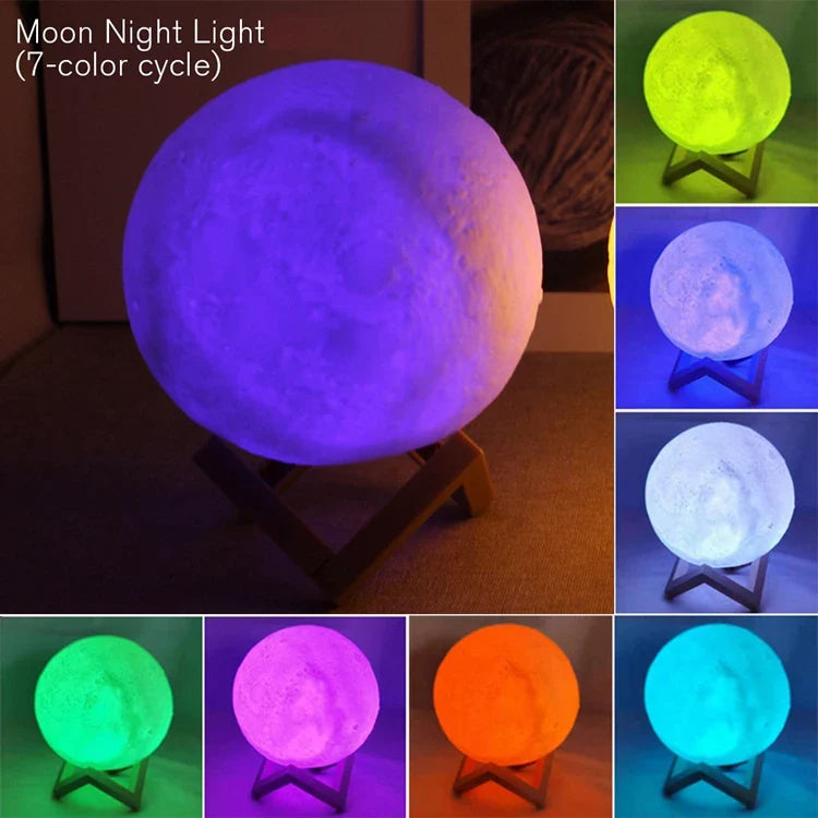 LED Moon Galaxy Night Light - Book Light, Moon Lamp, Bedroom Décor, Indoor Ambient Lighting