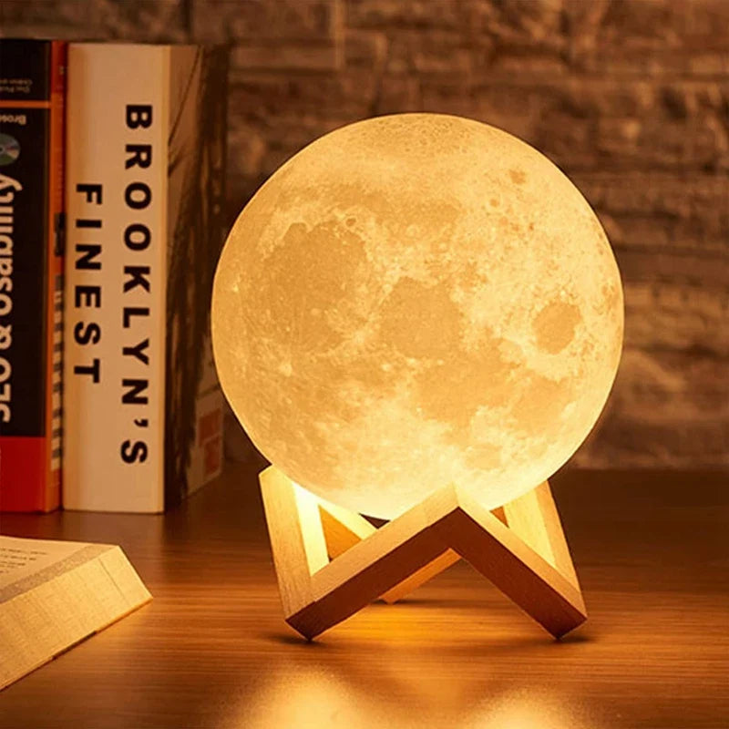 LED Moon Galaxy Night Light - Book Light, Moon Lamp, Bedroom Décor, Indoor Ambient Lighting