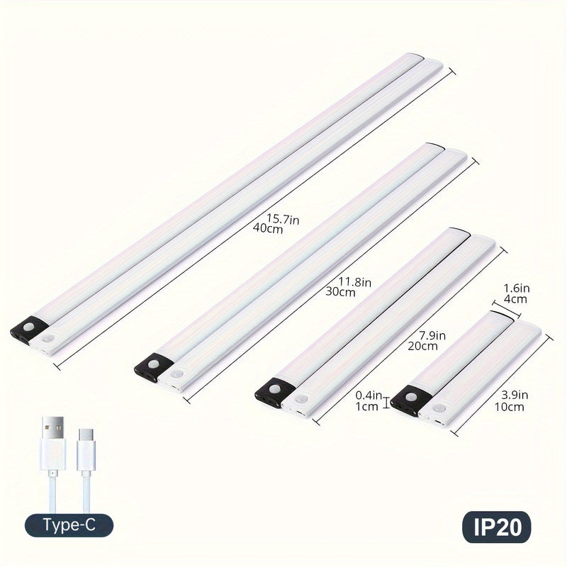 LED Motion Sensor Cabinet Light - USB Rechargeable, Wireless Strip for Cupboard & Kitchen