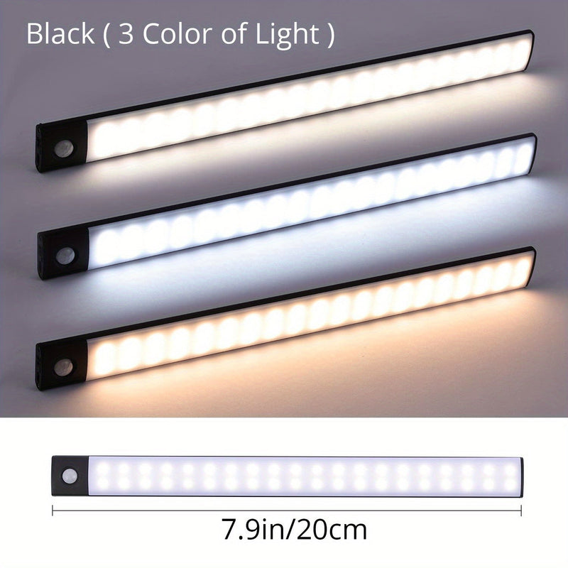 LED Motion Sensor Cabinet Light - USB Rechargeable, Wireless Strip for Cupboard & Kitchen