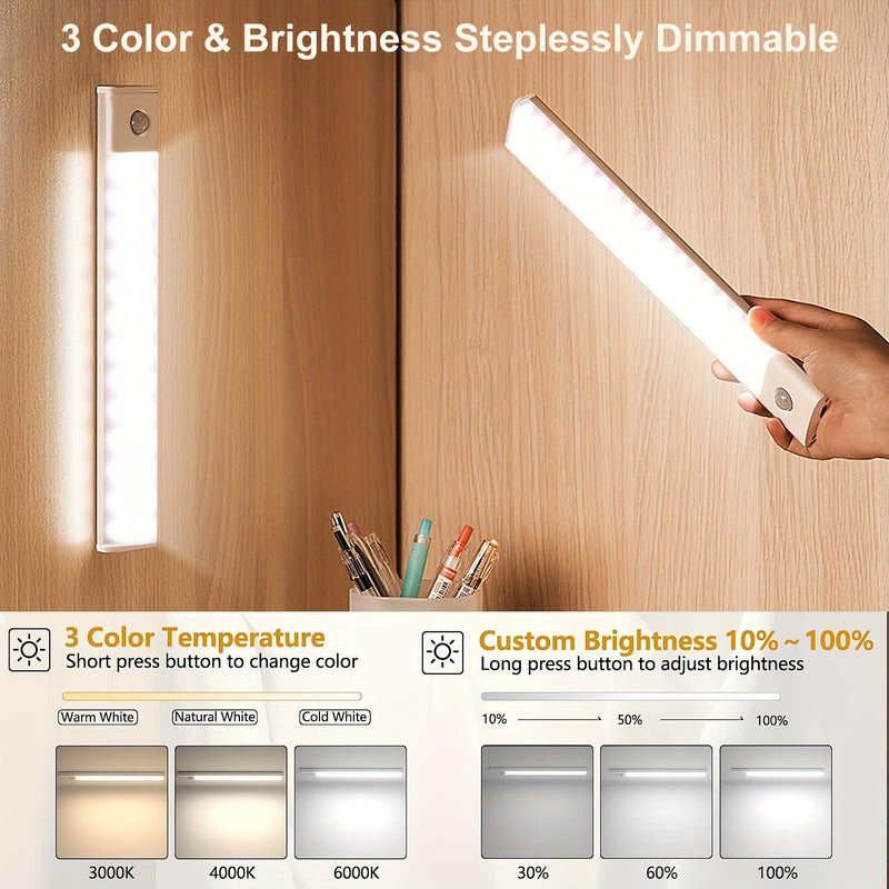 LED Motion Sensor Cabinet Light - USB Rechargeable, Wireless Strip for Cupboard & Kitchen