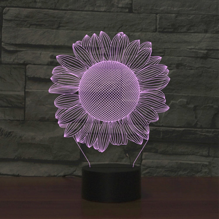 Sunflower Black Base Creative 3D LED Decorative Night Light, USB with Touch Button Version, USB with Touch Button Version