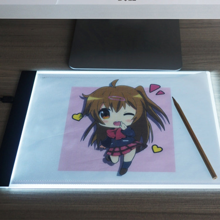 Ultra-thin A4 Size Portable USB LED Artcraft Tracing Light Box Copy Board for Artists Drawing Sketching Animation and X-ray Viewing, No Brightness Control No Charger