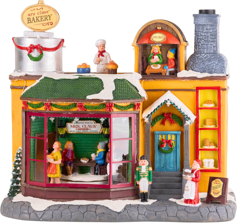 Mrs Claus Bakery Christmas Village Scene Carousel