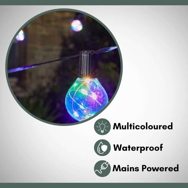 14.5m Multi Coloured LED Festoon String Lights Mains Powered