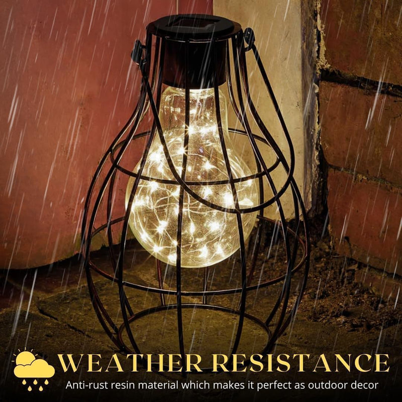 Solar Copper Firefly Lantern with LED Lights Hanging Garden Lantern