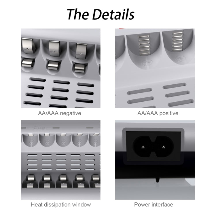 100-240V 8 Slot Battery Charger for AA & AAA Battery, UK Plug