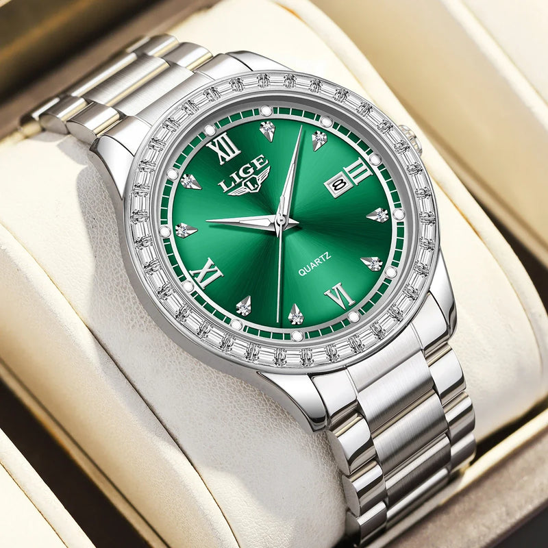 Women’s Elegant Fashion Quartz Watch – Waterproof Luminous Silver Wristwatch