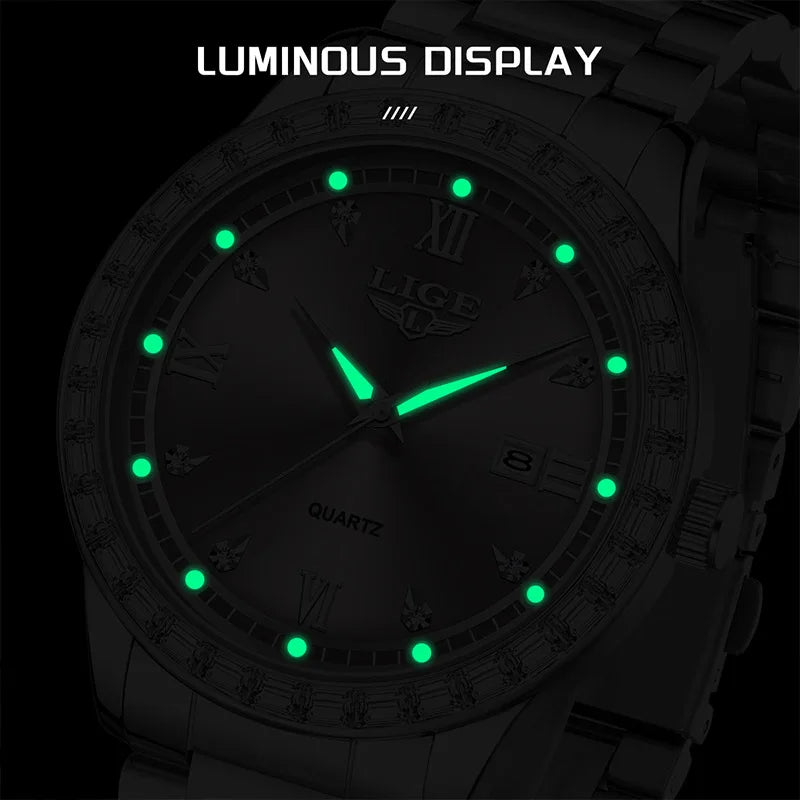 Women’s Elegant Fashion Quartz Watch – Waterproof Luminous Silver Wristwatch