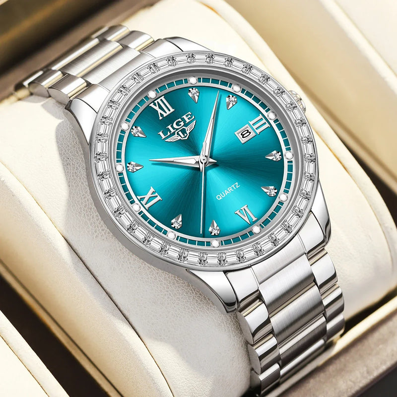 Women’s Elegant Fashion Quartz Watch – Waterproof Luminous Silver Wristwatch