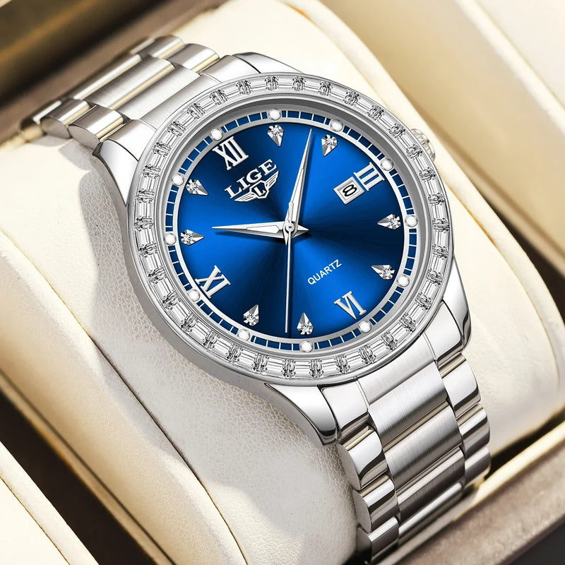 Women’s Elegant Fashion Quartz Watch – Waterproof Luminous Silver Wristwatch
