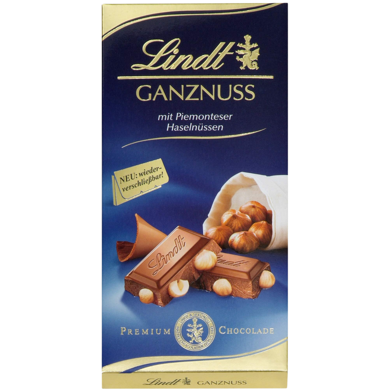 Lindt | Milk Chocolate & Whole Hazelnuts | 100g Bar