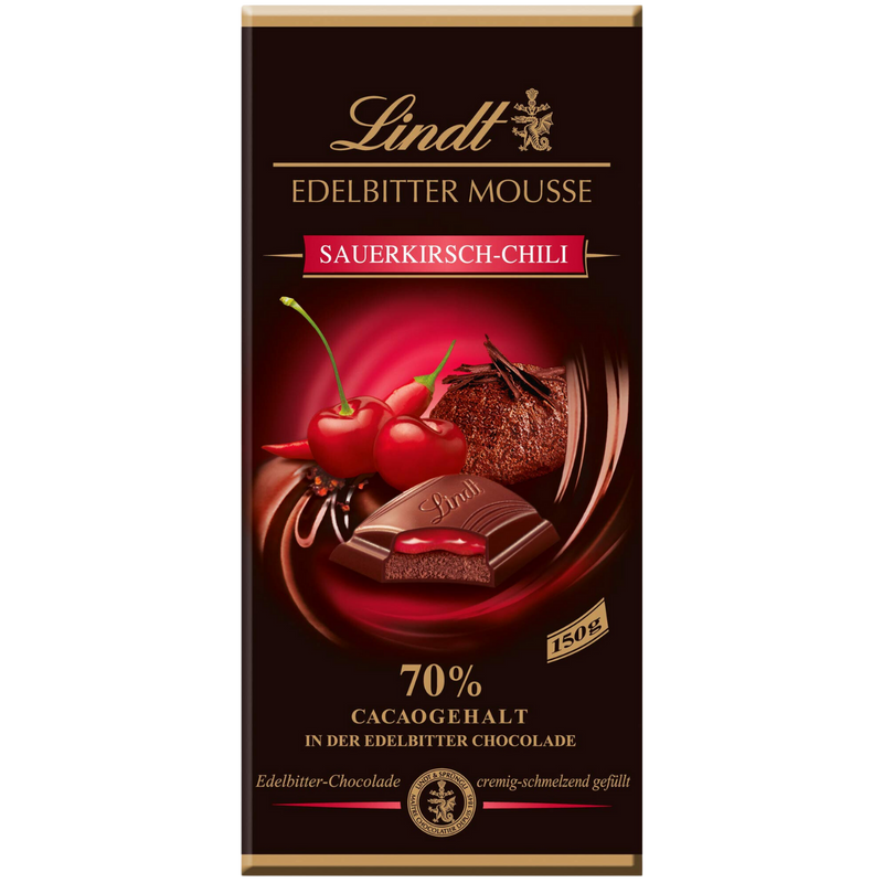 Lindt 70% Dark | Cherry & Chilli Mousse | 150g Bar