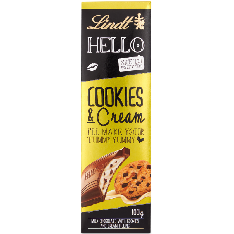 Lindt Hello Cookies & Cream Milk Chocolate | 100g Bar