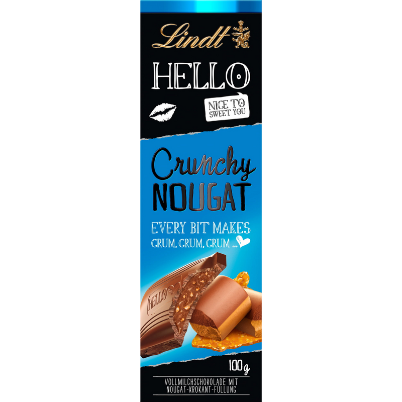 Lindt Hello Crunchy Nougat Milk Chocolate Bar | 100g