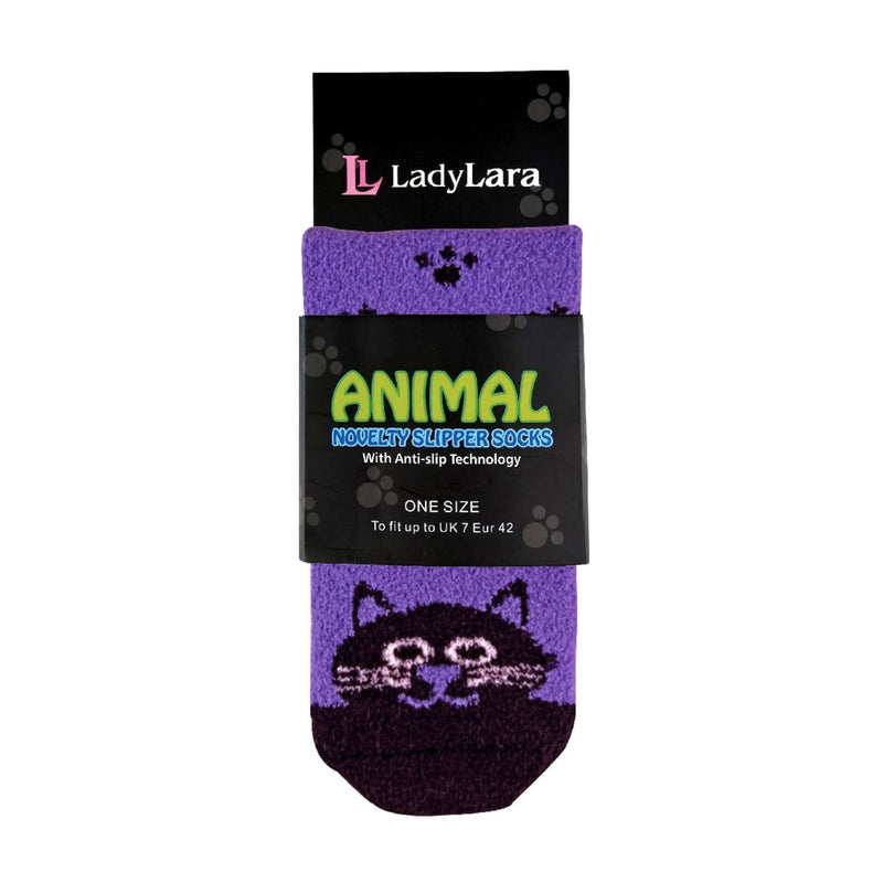 1 Pack Ladies Fluffy Animal Pattern Slipper Socks with Grips