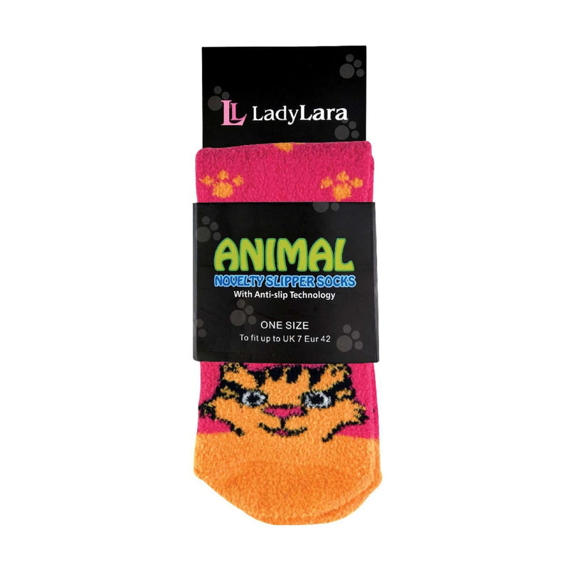 1 Pack Ladies Fluffy Animal Pattern Slipper Socks with Grips